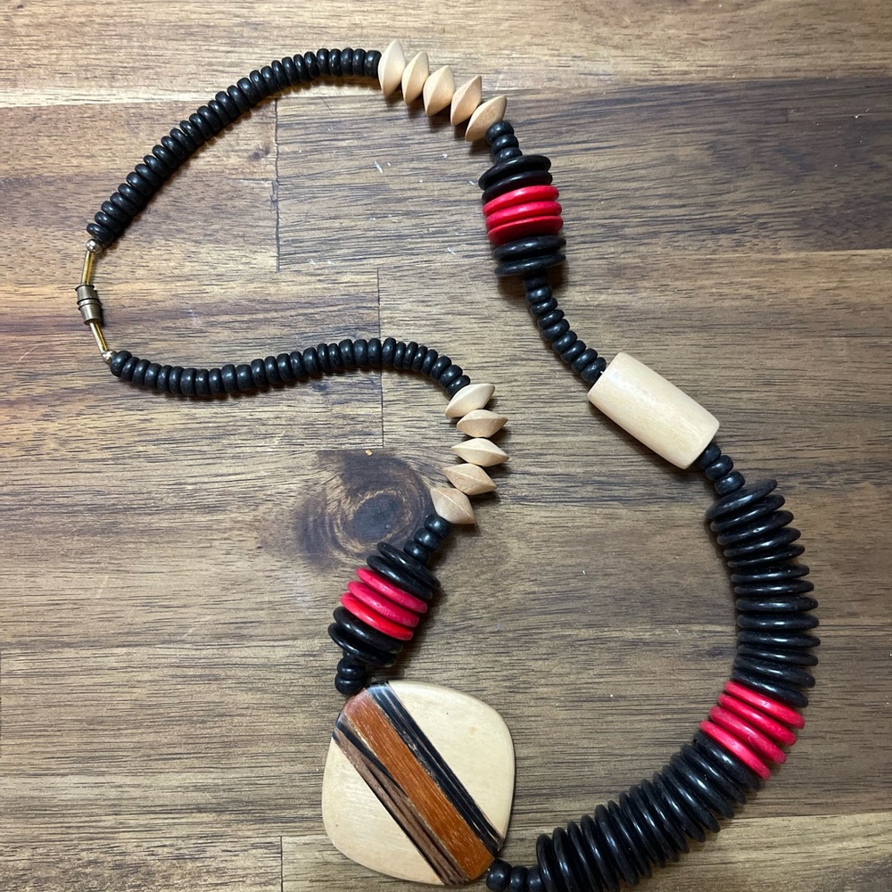 Black and Red Beaded Necklace